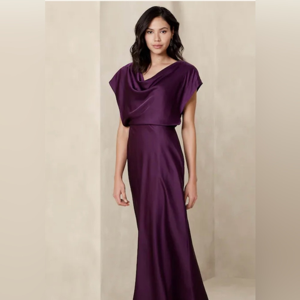 Banana republic beautiful satin cowl neck midi dress new w tags size 14 petite